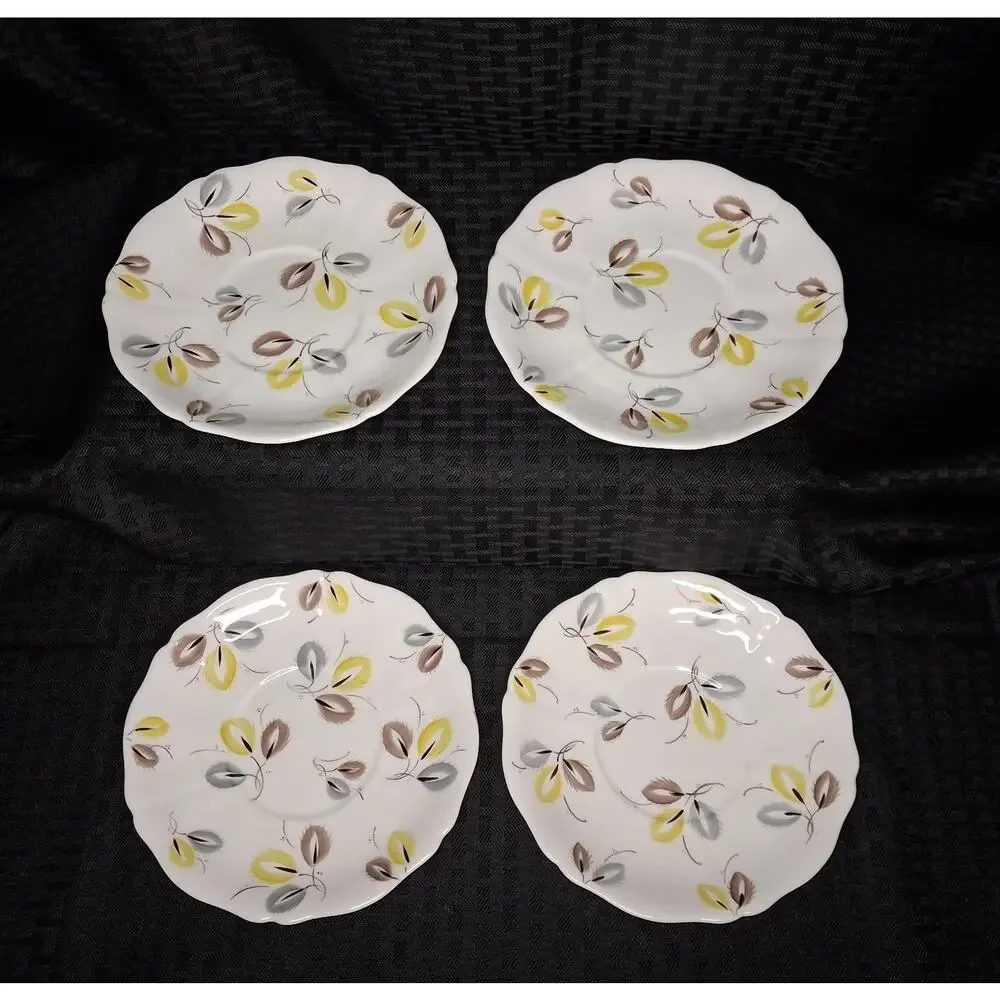 ADDERLEY Fine Bone China England-Carnival 4 Sets Flat Cream Soup Bowl and Saucer